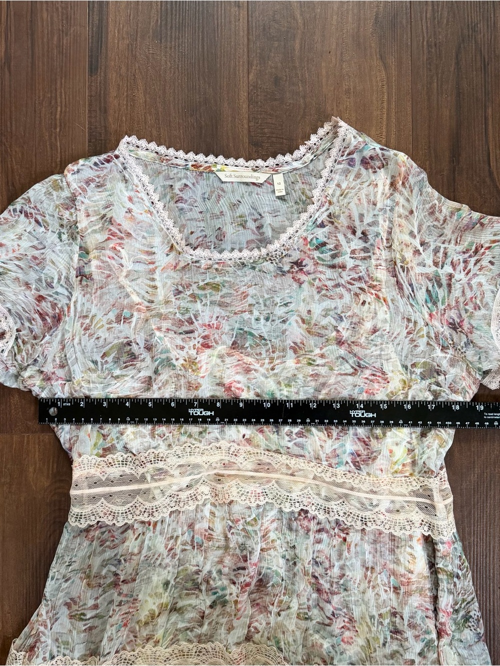Floral Tiered Lace Maxi Dress Flowy Fairy Boho Wedding Guest Soft Surroundings - Picture 11 of 16